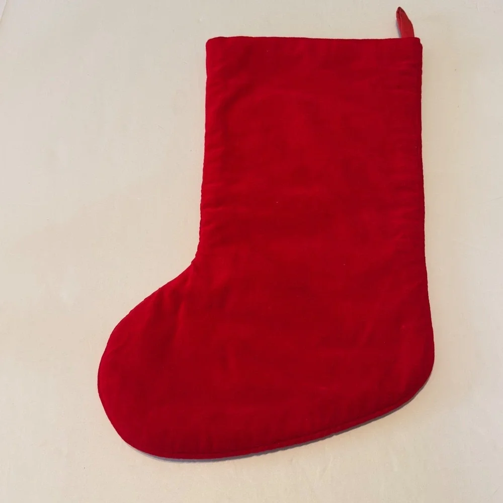 Vintage Style Red Velvet Christmas Stocking Embroidered Tree‎ Bear Rocking Horse
